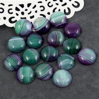Kaboszon agat pasiasty moneta zielono-fioletowa 16mm