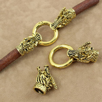 Zapięcie ozdobne kółko uchylne z tulejkami - głowa smoka złote