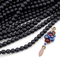 Round Beads Velvet Black 6mm [sznur/80szt]