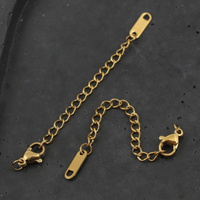 Zapięcie przedłużka z karabińczykiem stal szlachetna pozłacana 5cm