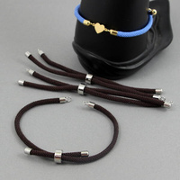 Zapięcie regulowane / przesuwane sznurkowe brązowe do bransoletki 10cm SR