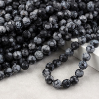 Obsydian śnieżny kula fasetowana 8mm