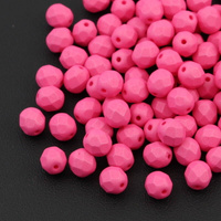 Fire Polish 6mm Fuchsia Neon Silk Matted [20szt]