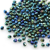 Fire Polish 4mm Jet Green Iris [20szt]