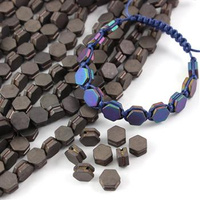 Hematyt matowy sześciokąt z rowkiem do makramy brązowy 10mm