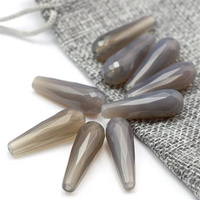 Agat szary kropla fasetowana 40x12mm