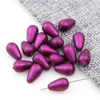 Koralik szklany velvet kropla różowa 12x7mm [6szt]