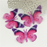 Motylki z organzy z brokatem fuksjowe 50x40mm [2szt]