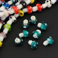 Koralik szklany zielony grzybek muchomor 16x10mm