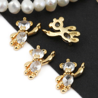 Zawieszka metalowa mosiądz złocony miś z cyrkoniami 11mm