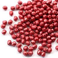 Fire Polish 4mm Alabaster Pastel Dark Coral [40szt]