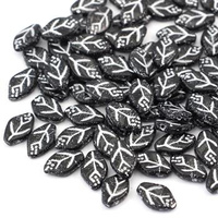 Listek szklany Jet Silver 12x8mm [10szt]