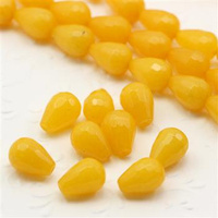 Jadeit kropla fasetowana żółta 12x8mm