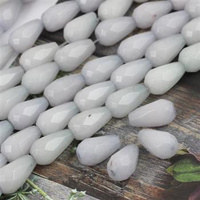 Jadeit kropla fasetowana szara 16x10mm