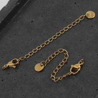 Zapięcie przedłużka z karabińczykiem stal szlachetna pozłacana 5cm