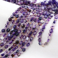 Agat fioletowy pasiasty moneta fasetowana 6mm