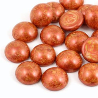 Kaboszon szklany Opaque Salmon Spotted 14mm