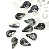 Kaboszon szklany łezka faset black diamond 13x8mm