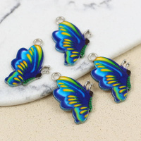 Zawieszka srebrna emaliowana niebieski motyl 24x16mm