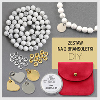 Zestaw do samodzielnego wykonania bransoletek na gumce z HOWLITU BIAŁEGO (kulki 6mm)