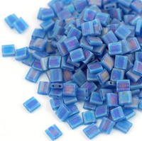 Miyuki Tila Beads 5x5x1,9mm Transp Capri Blue AB Matt [30szt]