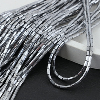 Hematyt srebrny wałek fasetowany 4x2mm [sznur 38cm]