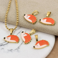 Zawieszka jeżyk stal szlachetna pozłacana PVD emaliowana 16x10mm