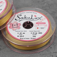 Japońska linka stalowa jubilerska SakuLux 7-splotowa Metallic Gold 0,40mm [szpula 30m]