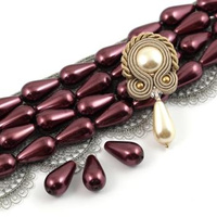 Preciosa Nacre Pear Light Burgundy 15x8mm [2szt]