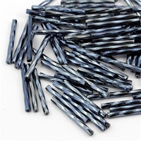 Preciosa Bugle Twisted Hematite Black 25mm [20szt]