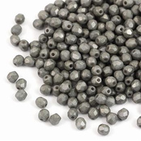 Fire Polish 4mm Chalk White Grey Luster [20szt]