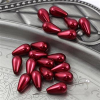 Szklana perła kropla czerwona 15x8mm