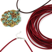 Baza naszyjnika z zapięciem czerwona 3mm - 50cm