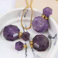 Ametyst zawieszka perfumetka z odkręcanym korkiem 35x20mm