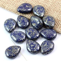 Łezka szklana Blue Travertine 16x12mm