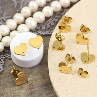 Sztyfty serce stal szlachetna pozłacana PVD 9x8mm [para]