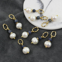 Zawieszka filigranowa perła, szafir + stal 23mm