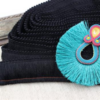 Frędzle na taśmie krótkie czarne [20cm]