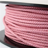 Rzemień skórzany pleciony różowy 6mm [50cm]