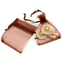 Woreczek z organzy brązowy 9x7cm