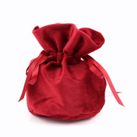 Sakiewka z okrągłym dnem z weluru bordowa 14x12cm