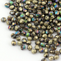 Fire Polish 4mm Crystal Golden Rainbow Matted [40szt]