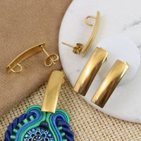 Bigle sztyfty do kolczyków z szerokim przodem stal szlachetna pozłacana 21x6mm [para]