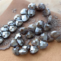 Kryształek szklany łezka fasetowana szara 13x12mm [4szt]
