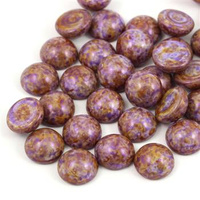 Kaboszon szklany Opaque Dark Violet Spotted 12mm