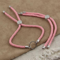 Zapięcie regulowane / przesuwane sznurkowe do bransoletki różowe 12cm SR