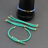 Zapięcie regulowane / przesuwane sznurkowe zielony turkus do bransoletki 11cm ZŁ