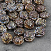 Rose Beads Alabaster Blue Brown Senegal Luster 16mm [1szt]