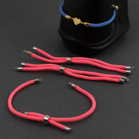 Zapięcie regulowane / przesuwane sznurkowe różowe do bransoletki 10cm SR