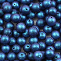 Round Beads Jet Polychrome Dark Blue Capri 8mm [10szt]
